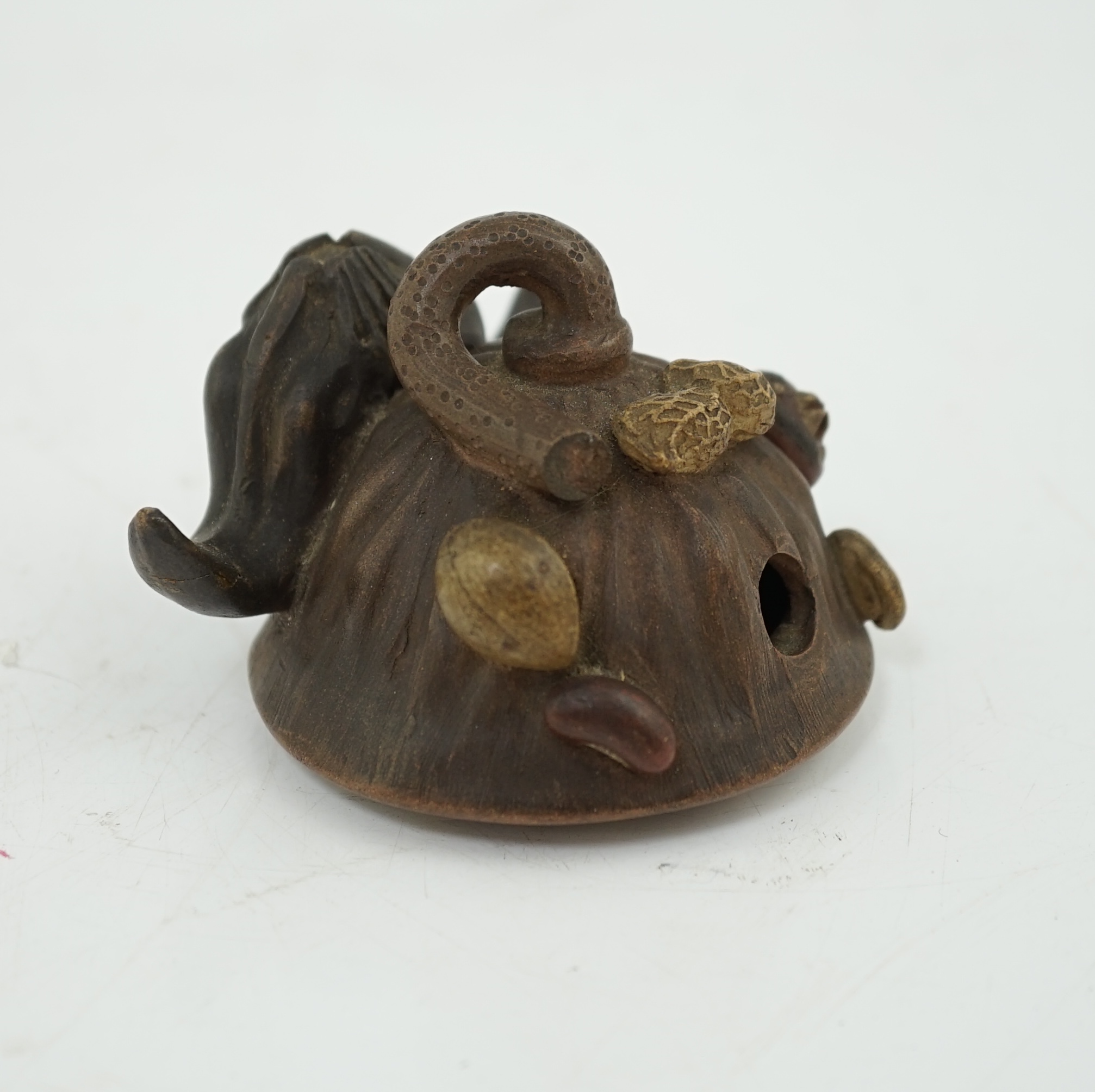 A Chinese Yixing 'lotus' water dropper, late 19th/early 20th century, small area repaired